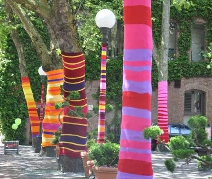 Yarnbombing történelem kötött graffiti és annak alkalmazása otthon