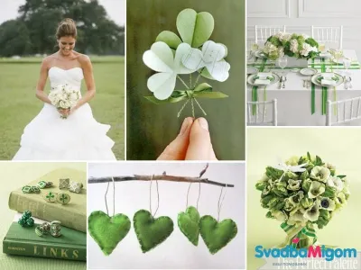 Зелени и бели сватбени снимки