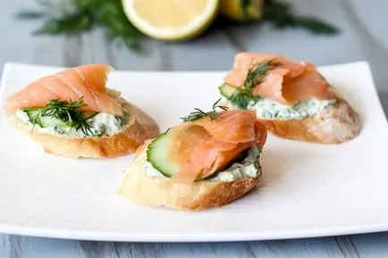 Сандвичи с червена риба и краставици - рецепта със стъпка по стъпка снимки