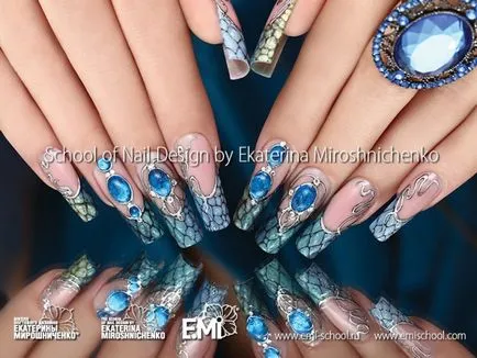 20 fénykép Nail design hatását kígyó bőre, fotó köröm design kígyó bőre