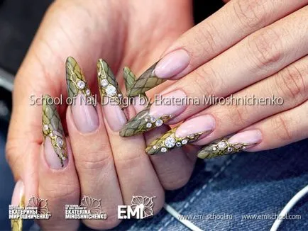 20 fénykép Nail design hatását kígyó bőre, fotó köröm design kígyó bőre