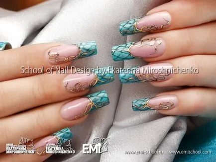 20 fénykép Nail design hatását kígyó bőre, fotó köröm design kígyó bőre