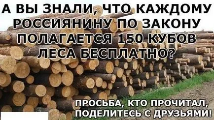 Знаете ли, че всеки Bolgariyaninu законово право да изисква 150 кубически метра дървен материал безплатно kopilochku полезно