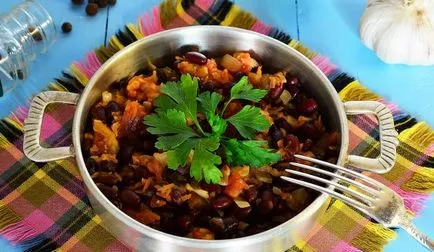 Bean ragu zöldséges recept egy fotó - egy lépésről lépésre főzés vörös bab zöldségekkel