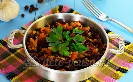 Bean ragu zöldséges recept egy fotó - egy lépésről lépésre főzés vörös bab zöldségekkel