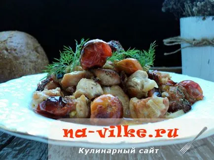 Pulyka filé paradicsommal a sütőben - a recept egy fotó