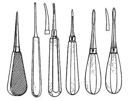 Instrumente pentru cleștele dentar de extracție, lifturi, și o mașină de găurit