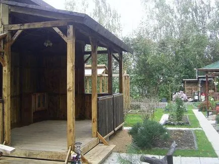 Cum de a construi o bucătărie de vară acoperit de lemn pentru o vacanță în țară instrumentele și materialele, dispozitivul