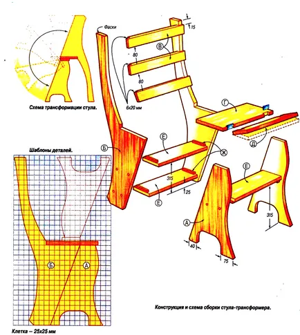 Cum se face un scaune pliante transformatoare, scaun-scara cu mâinile lor dintr-o țeavă de profil,