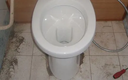 Cum se instalează o toaletă pe o instalație de podea de lemn, pune vasul pe o podea de lemn, fotografii și