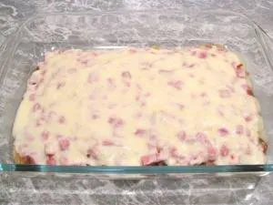 Lasagna sajttal és sonkával - lépésről lépésre recept fotók