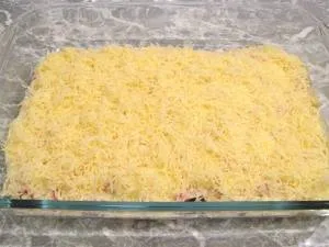 Lasagna sajttal és sonkával - lépésről lépésre recept fotók