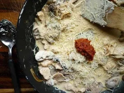 tagliatelle tészta csirkével és gombával - lépésről lépésre recept fotók