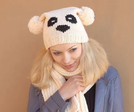 Cap de tricotat diagrama panda, ls