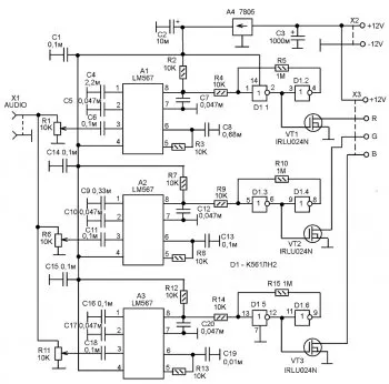 muzica de culoare Schema de pe banda rgb-LED