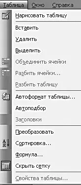 Текст меню - Microsoft Office