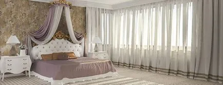 Tulle în interiorul sălii și alte camere cu design-ul de perdele și fără