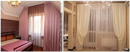 Tulle în interiorul sălii și alte camere cu design-ul de perdele și fără