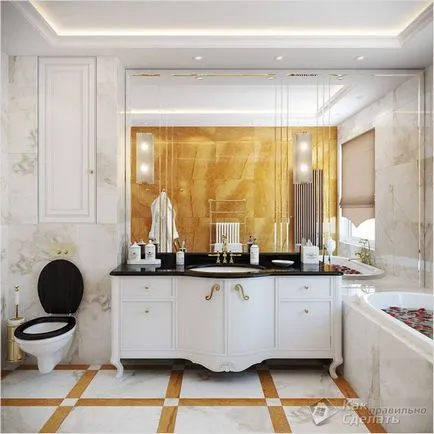 Fürdőszoba klasszikus stílusban - a klasszikus fürdőszoba belső (fotó)