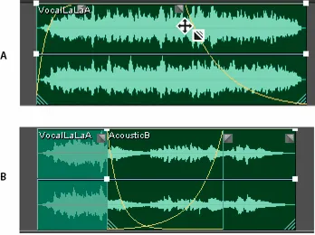 Adobe Audition összehasonlítás feyding klipek és mix szintet