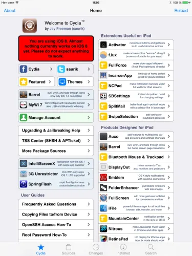 Gyik, hogyan kell telepíteni Cydia jailbreak iOS 8-8