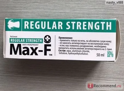 Deodorantul antiperspirant max-f puterea regulată de 15% - „un lucru mare