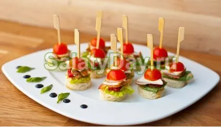 Canapes a büfék - elegáns megoldásokat recept fotókkal és videó