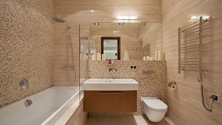 Brown csempe a fürdőszobában fotó bézs fürdőszoba