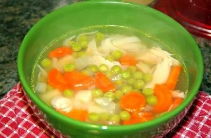 Supa de pui cu mazăre verde - delicioase și fără complicații