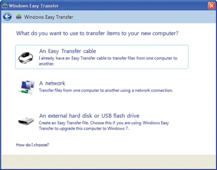 Utility Áttekintés adatátviteli eszközt a Windows 7