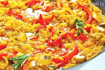 Paella csirkével és gombával inkrementális fotoretsept