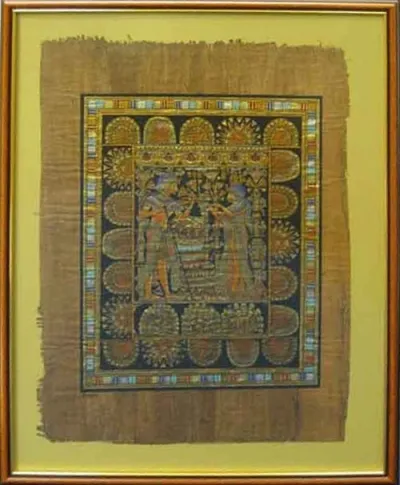 Papyrus, keretek papirusz, papirusz dekoráció, eredeti képkeret, etnikai