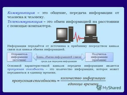 Prezentarea pe comunicare - o comunicare, transmiterea de informații de la persoană la persoană