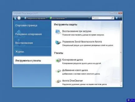 Biztonsági mentés és visszaállítás az Acronis True kép, extraman