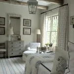 interior Dormitor în stil de Provence cu mâinile lor (50) mobilier Provins într-o casă din lemn, pat și