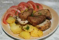 Свинско запечени с картофи и гъби - рецепта със снимки