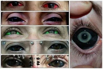 Tatuaj pe fotografii teribile glazah- de tatuaje pe globul ocular