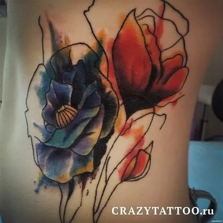 Tetoválás stílusú akvarell - vázlatok és fényképek