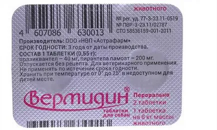 Vermidin caracteristici și metode de aplicare a produsului de câine