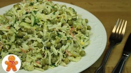 Finom saláta zöldborsóval és ecetes uborka - nagyon finom