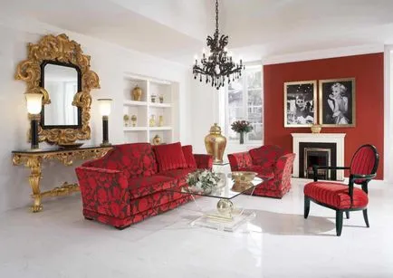 Tervezés piros nappali - világos belső tereit 77 Fotók