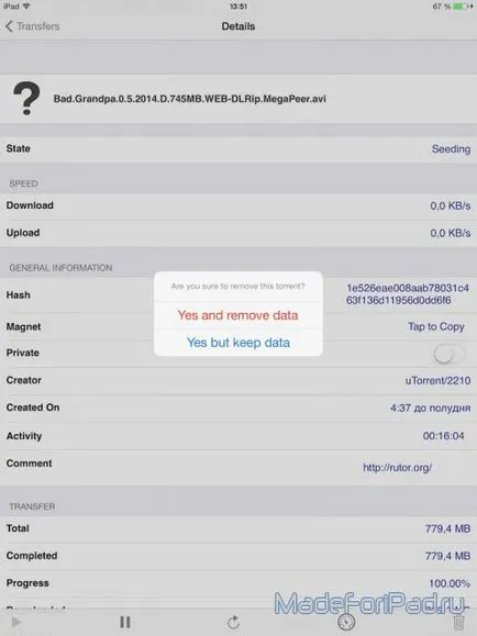 Descărcarea torenți la iPad fără jailbreak! Itransmission, toate pentru iPad