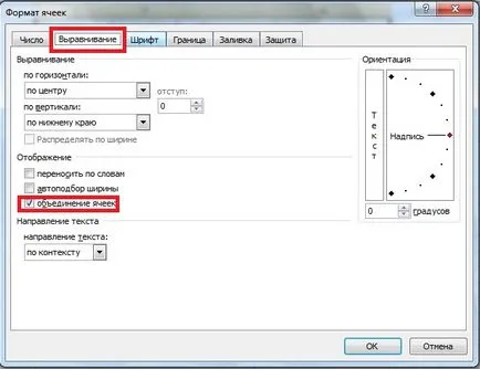 Merge celule în Exel - suport de utilizator Windows 7-xp