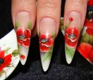 Nail Design цветя лалета, вишнев цвят, макове, всеки орган,