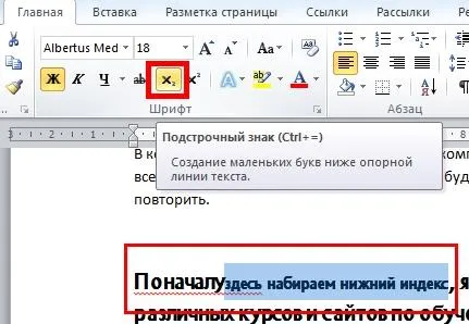 Cum sa faci o cifră mică în partea de jos a unui cuvânt