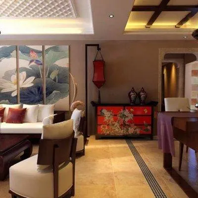 A szoba a kínai stílusú fotó példákkal és megfelelő hézag