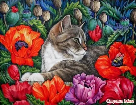 Котки художник Ирина Garmashova - дома майките