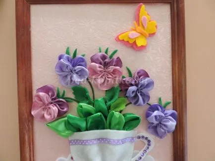 Panouri realizate din materiale textile „buchet de violete“, cu propriile sale mâini