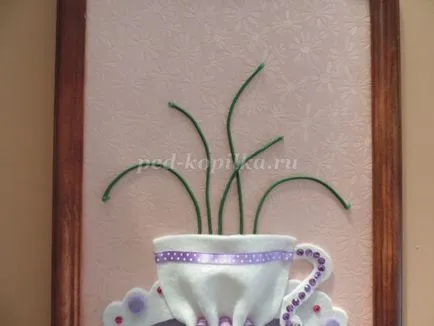 Panouri realizate din materiale textile „buchet de violete“, cu propriile sale mâini