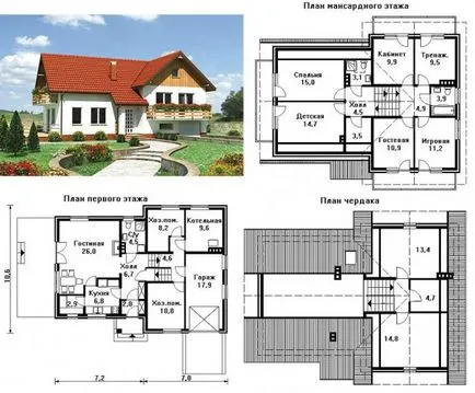 Ház projektek a vidéki területeken, design és az építészet